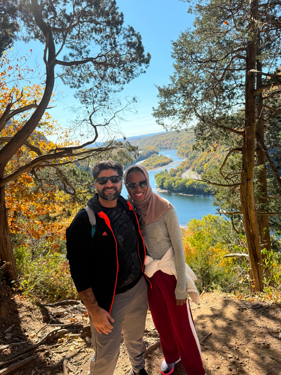 Amal and Usman together at a scenic Delaware Water Gap overlook